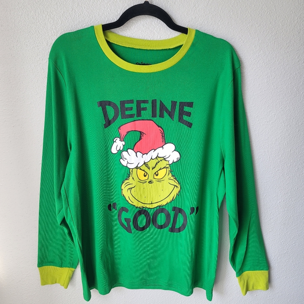 Dr. Seuss The Grinch 'Define Good' Graphic Pajama Top, Size: Large, Color: Green